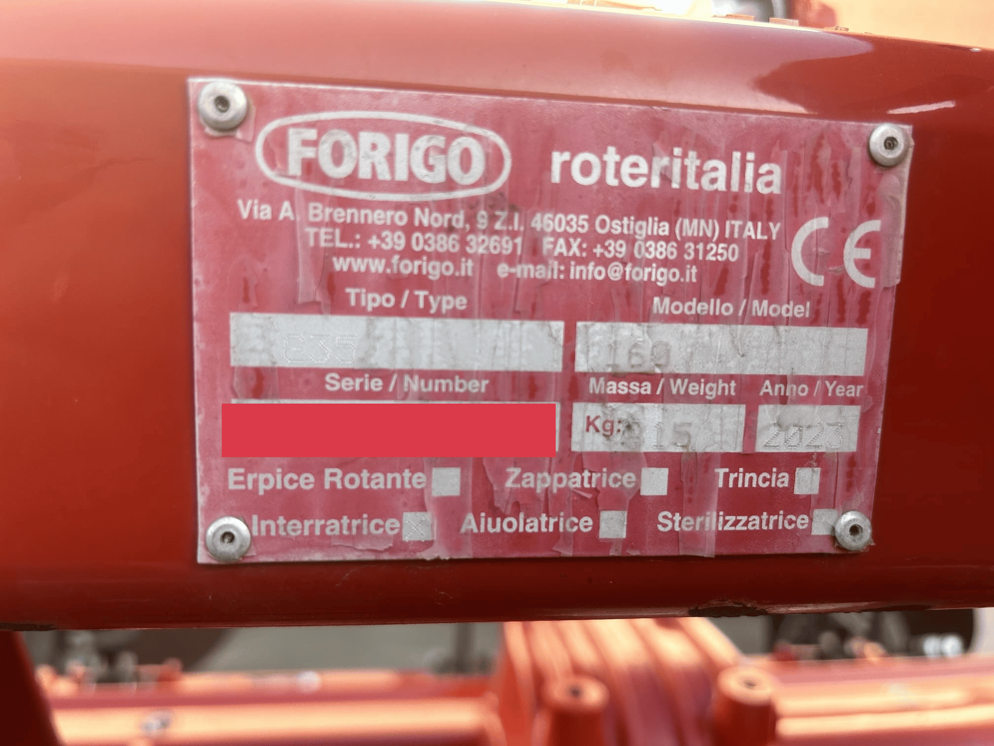 
								Macchina agricola Interratrice Baulatore FORIGO G35 – 160  Usata ottimo stato – 2023 – Prezzo su richiesta full									