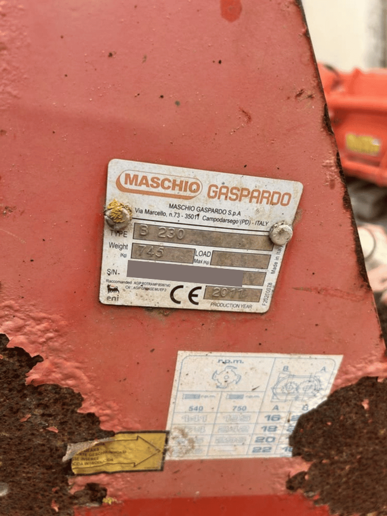 
								Fresa Zappatrice MASCHIO B 230 Usato buono stato – 2011 – 2,35m – € 3.490 full									